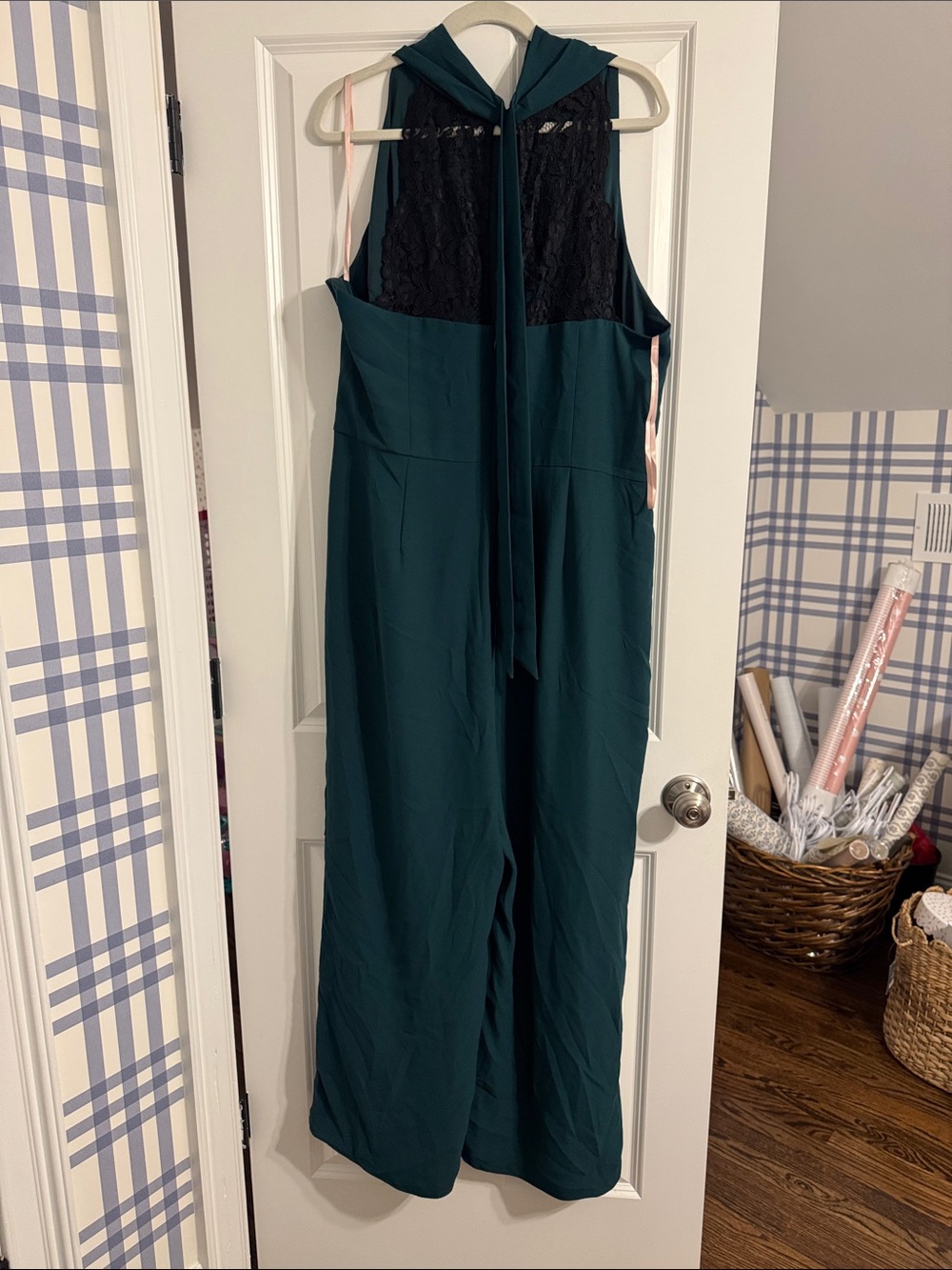 Gal Meets Glam Dark Teal Lace-Back Sleeveless Jumpsuit